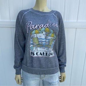WILDFOX Gray Sweatshirt "Paradise is Calling" Size S
